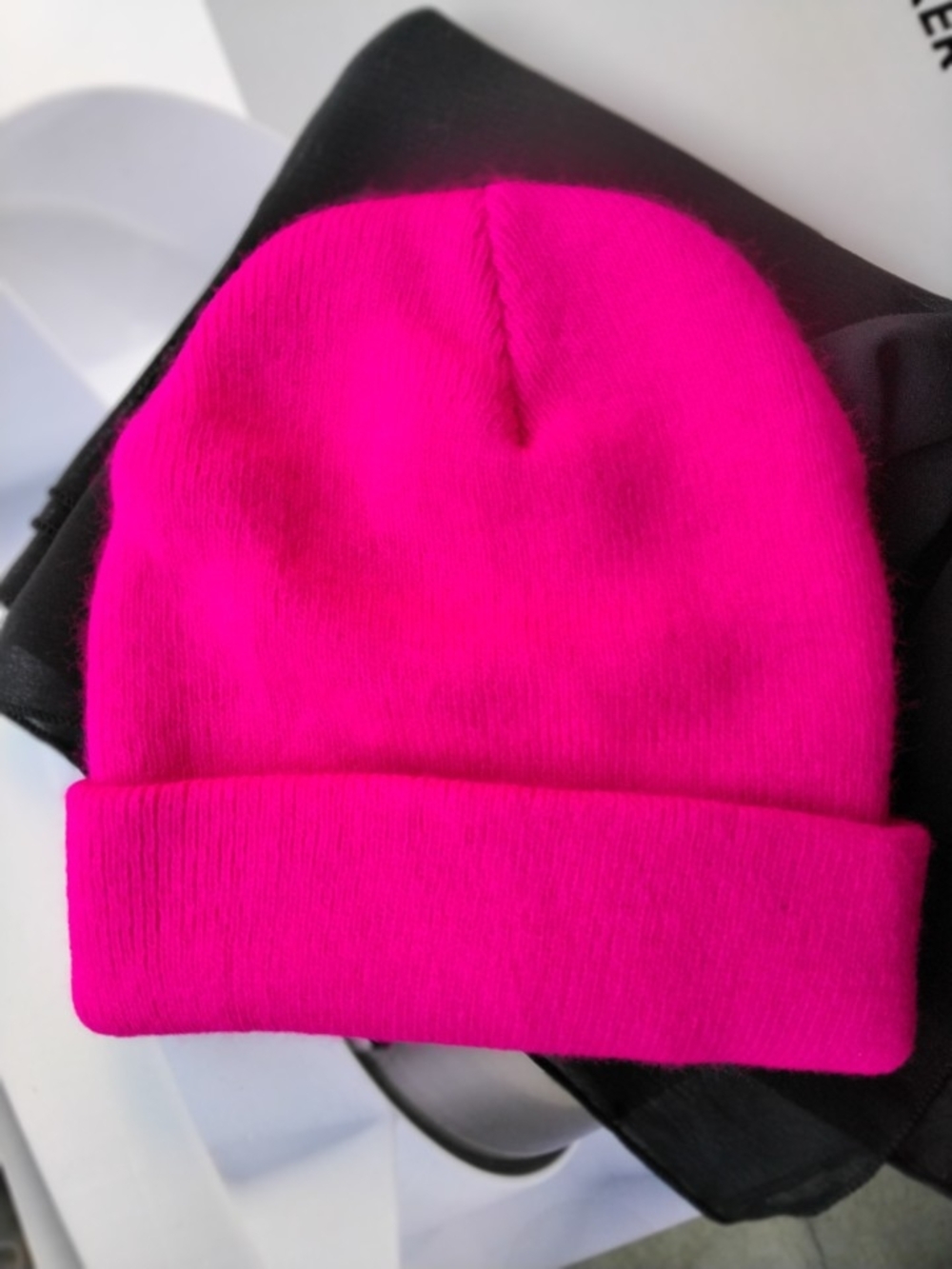 Womens Hot Pink Knit Beanie Hat - Brand Unspecified